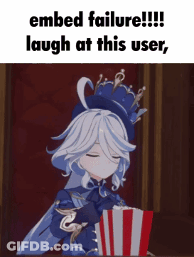 A Girl With A Crown On Her Head Is Eating Popcorn With The Caption " Embed Failure !!! Laugh At This User , " GIF