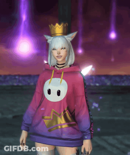A Girl With A Crown On Her Head Wears A Pink Hoodie GIF