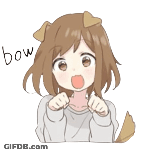 A Girl With A Dog 'S Ears On Her Head And A Tail . GIF