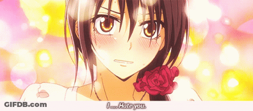 A Girl With A Flower In Her Hair Says " I Hate You " GIF