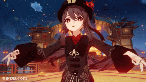 A Girl With A Hat And A Red Flower In Her Hair Is Standing In Front Of A Building GIF
