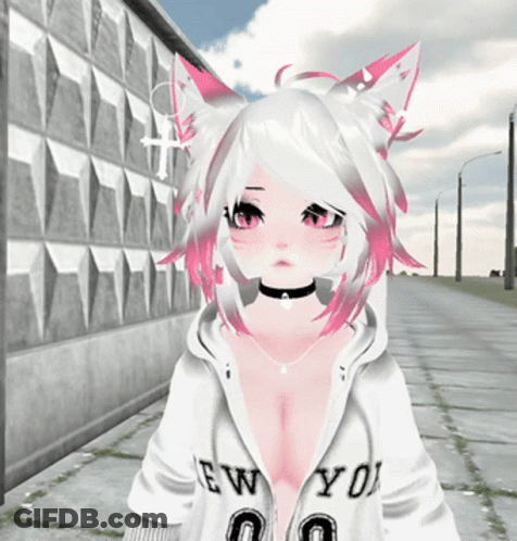 A Girl With A Hoodie That Says New York GIF