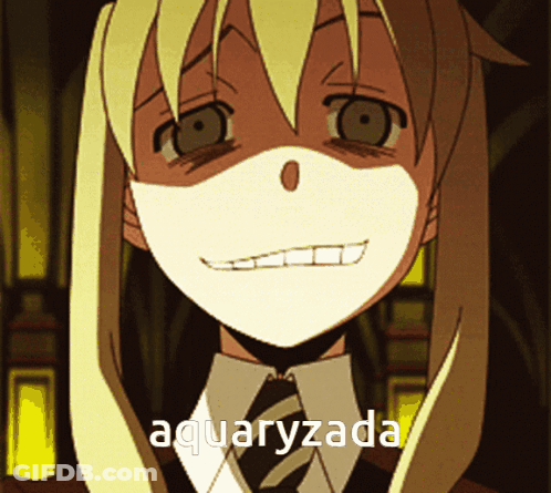 A Girl With A Mask On Her Face And The Word Aquaryzada Written Below Her GIF