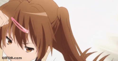 A Girl With A Pink Hair Clip On Her Head GIF