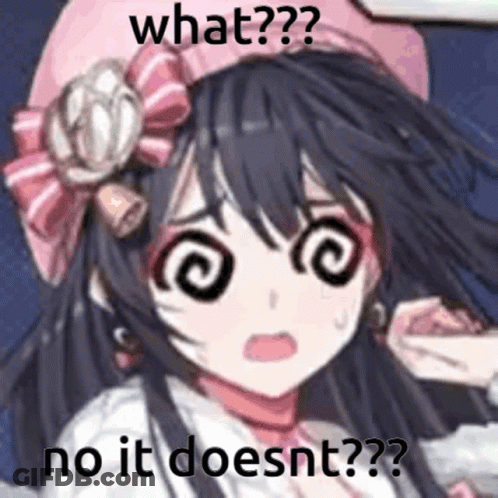A Girl With A Pink Hat And A Flower In Her Hair Is Making A Funny Face And Says `` What ? '' GIF