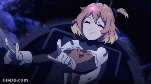 A Girl With A Pink Heart On Her Head Is Giving A Thumbs Up GIF