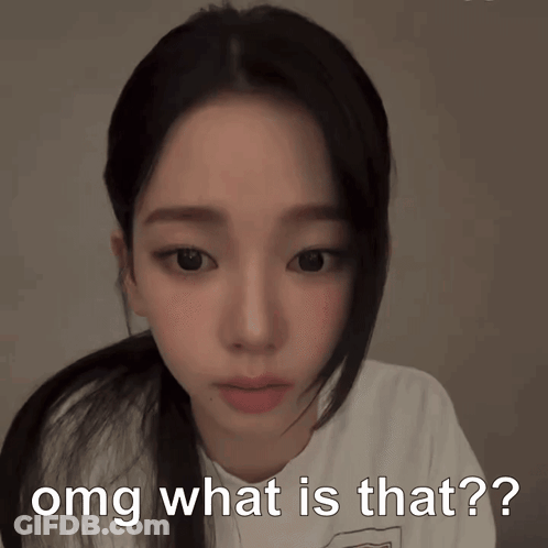 A Girl With A Ponytail Looks At The Camera With The Words " OMG What Is That " Written Below Her GIF