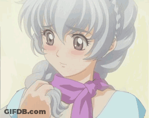 A Girl With A Purple Scarf Around Her Neck GIF