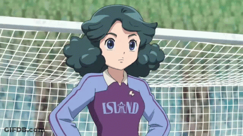 A Girl With A Purple Shirt That Says Island GIF