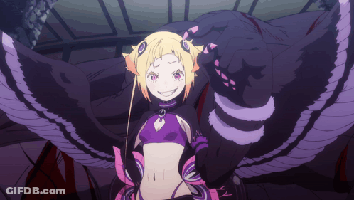 A Girl With A Purple Top And A Purple Cape GIF