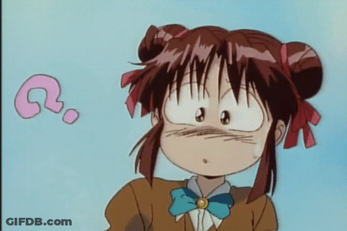 A Girl With A Question Mark Above Her Head Looks Confused GIF