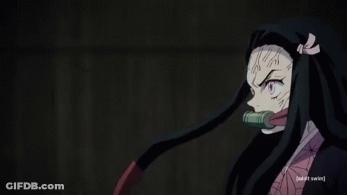 A Girl With A Scarf Around Her Neck Is Holding A Sword In Her Hand . GIF