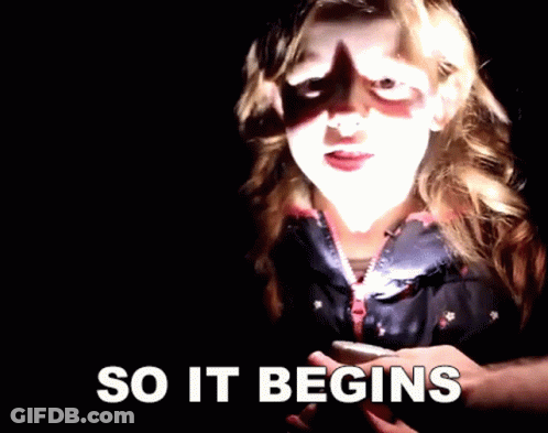 A Girl With A Shadow On Her Face And The Words So It Begins Above Her GIF