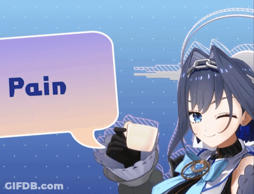 A Girl With A Speech Bubble That Says " Pain " GIF