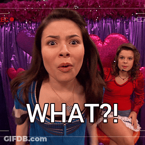 A Girl With A Surprised Look On Her Face And The Word What On The Bottom GIF