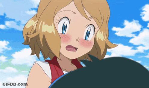 A Girl With A Surprised Look On Her Face Is Holding A Blue Object GIF