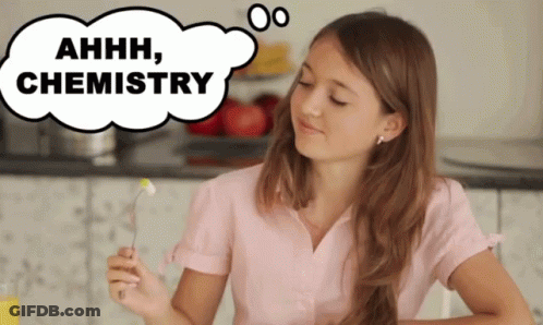 A Girl With A Thought Bubble That Reads Ahhh Chemistry GIF