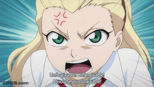 A Girl With A Very Angry Look On Her Face Says Unforgivable GIF