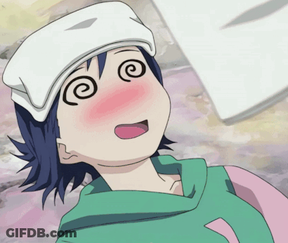 A Girl With A White Towel On Her Head Has A Swirling Face GIF
