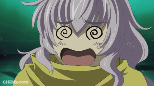 A Girl With A Yellow Scarf Around Her Neck Has A Swirl On Her Eyes GIF