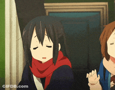 A Girl With Black Hair And A Red Scarf Is Standing Next To Another Girl With Brown Hair GIF