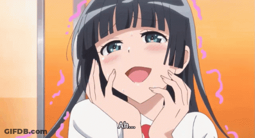 A Girl With Black Hair Is Making A Face And Says Ah... GIF