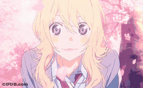 A Girl With Blonde Hair And A Purple Background GIF