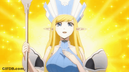 A Girl With Blonde Hair And A White Hat Is Holding A White Wand GIF