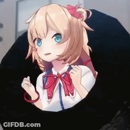 A Girl With Blonde Hair And Blue Eyes Is Holding An Umbrella In Her Hand . GIF