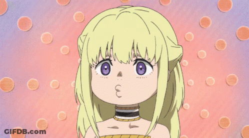 A Girl With Blonde Hair And Purple Eyes Has The Words Falho Naum On Her Face GIF