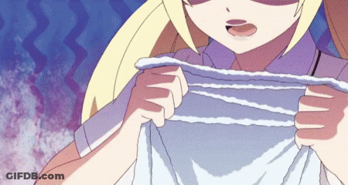 A Girl With Blonde Hair Is Holding A White Cloth GIF