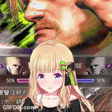A Girl With Blonde Hair Is Smiling In Front Of A Man With A Beard In A Video Game GIF