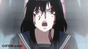 A Girl With Blood Coming Out Of Her Face GIF