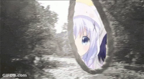 A Girl With Blue Eyes Is Looking Out Of A Hole In The Ground GIF