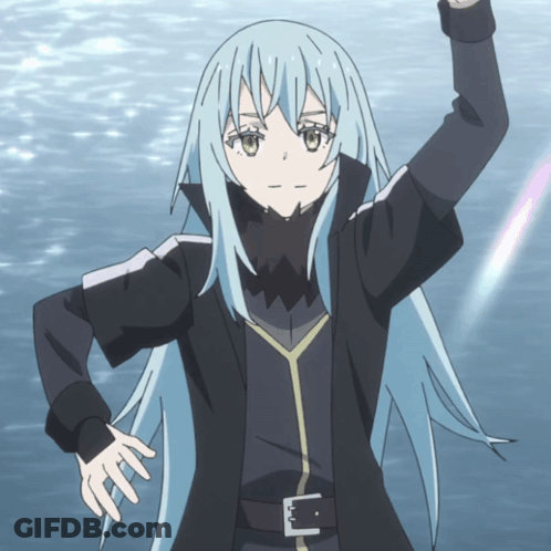 A Girl With Blue Hair And A Black Jacket Has A Belt Around Her Waist GIF