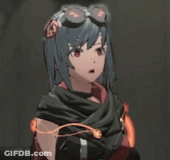 A Girl With Blue Hair And Goggles Is Wearing A Scarf And Gloves . GIF