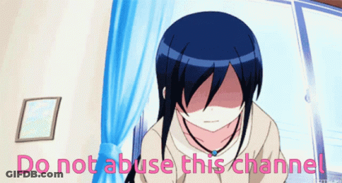 A Girl With Blue Hair And The Words Do Not Abuse This Channel GIF