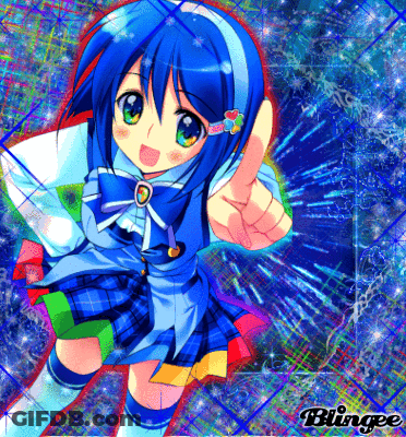 A Girl With Blue Hair Is Giving The Thumbs Up Sign GIF