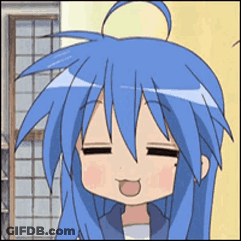 A Girl With Blue Hair Is Making A Funny Face With Her Tongue Out . GIF