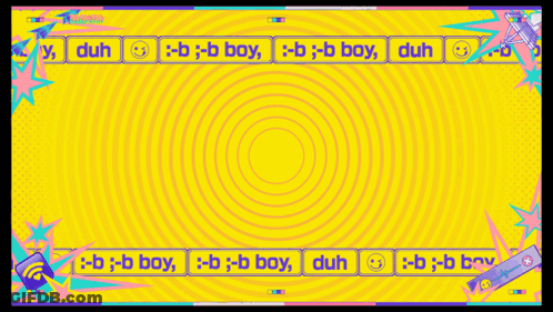 A Girl With Blue Hair Is Standing In Front Of A Yellow Background That Says ' Boy Duh ' GIF