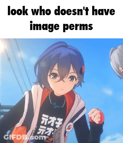 A Girl With Blue Hair Is Wearing A Black Shirt That Says `` Look Who Does N't Have Image Perms '' GIF