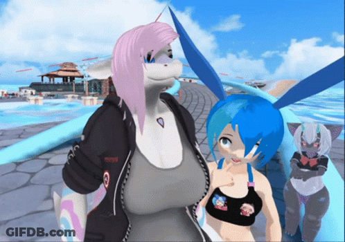 A Girl With Blue Hair Is Wearing A Hoodie That Says Ncsd On It GIF