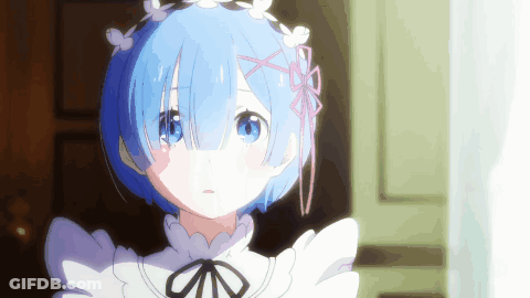 A Girl With Blue Hair Is Wearing A White Dress With A Bow GIF