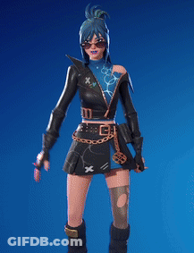 A Girl With Blue Hair Is Wearing Sunglasses And A Black Jacket GIF