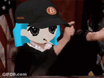Girl With Blue Hair And Hodl Hat GIF