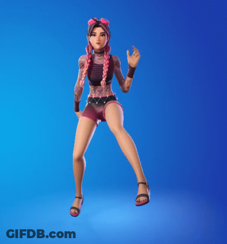 A Girl With Braids And Tattoos Is Dancing In A Video Game GIF