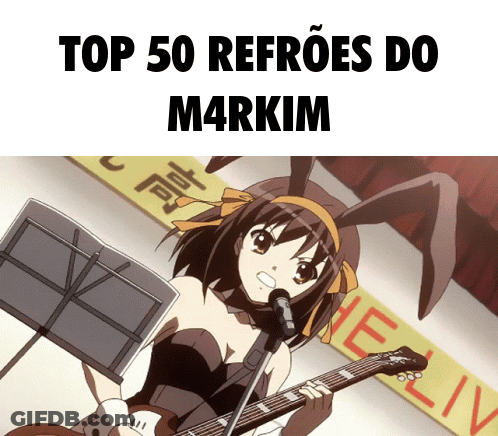 A Girl With Bunny Ears Is Singing Into A Microphone And Holding A Guitar GIF