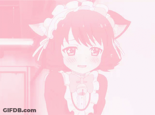 A Girl With Cat Ears And A Bow Tie Is Wearing A Maid Outfit GIF