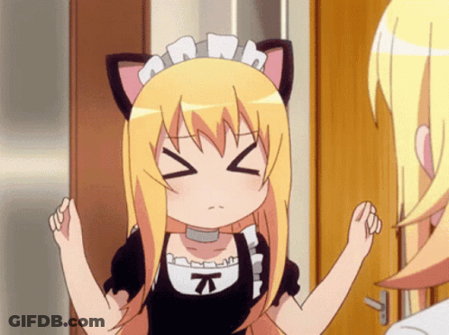 A Girl With Cat Ears And A Maid Outfit Is Making A Face GIF