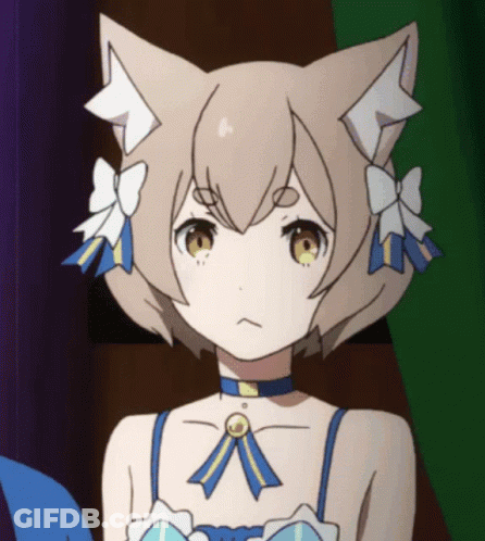 A Girl With Cat Ears And Bows On Her Head GIF